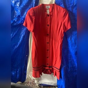 Leslie Fay Red Dress with Black Accents